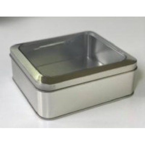 Банка квадратна &laquo;Віндоу&raquo; срібна, 250 г, 14,5&times;12,5&times;5 см - Банки для зберігання чаю, фото